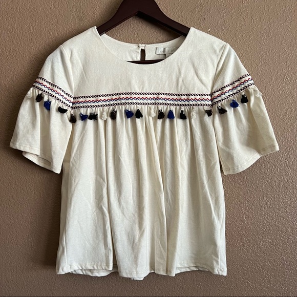 Anthropologie eri + ali Boho Tassel Top Size XS NWT - Picture 2 of 10